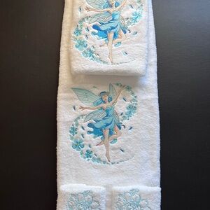 Fairy Embroidered White Towel Set